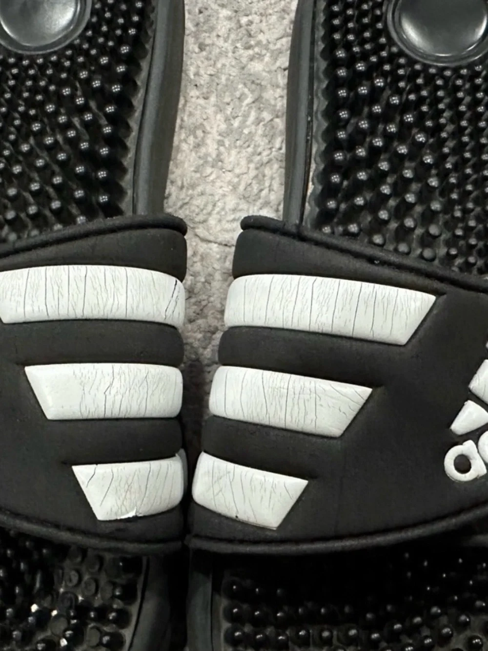 adidas Black Slide Sandals with White Stripes
